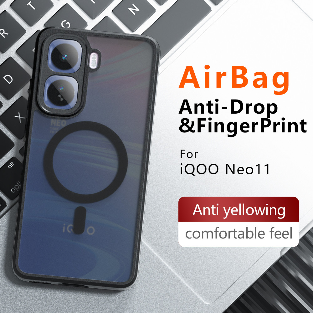 Ốp Cứng Từ Tính Chống Sốc Trong Suốt Cho VIVO IQOO NEO 11 / IQ00 NEO11 / V2520A PC Matte Vỏ Điện Tho