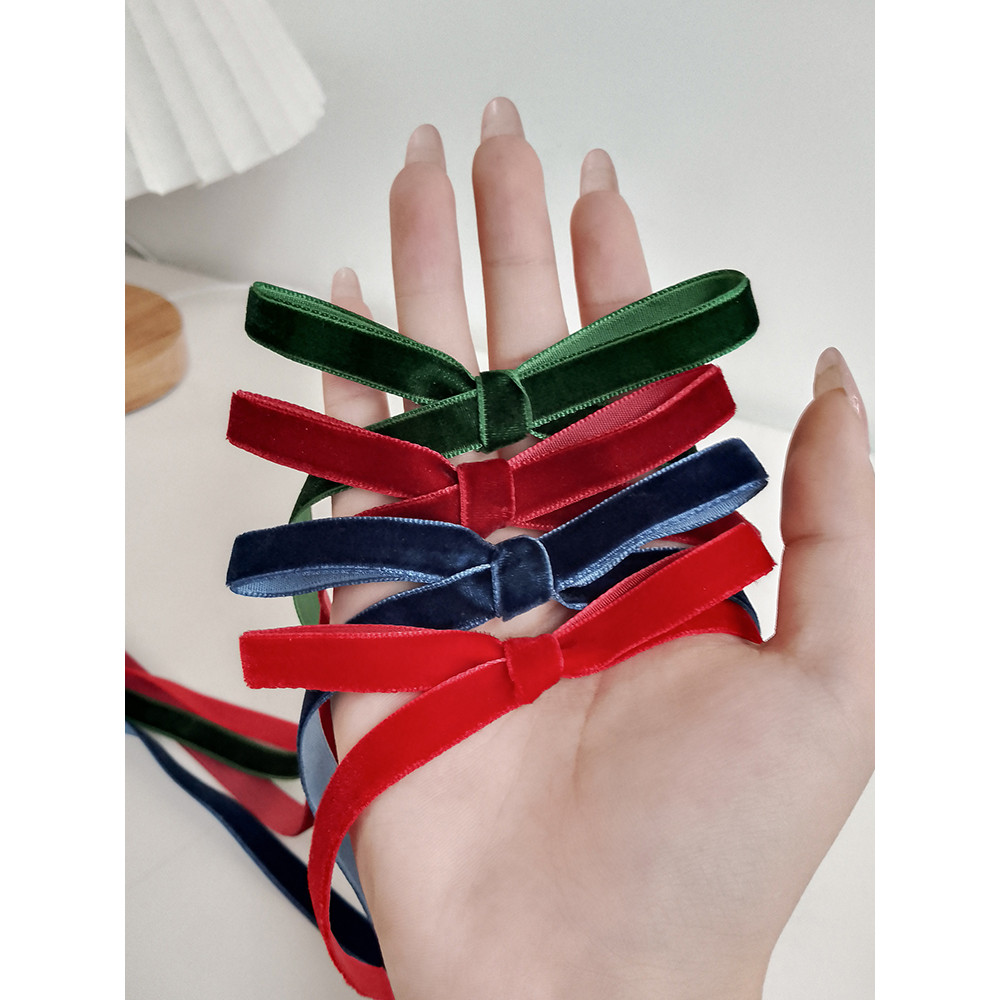 1cm Nhung Ruy Băng Quà Giáng Sinh Gói Rượu Nhung Đỏ Bện Tóc Nơ Trang Trí Ruy Băng Nhung Đỏ Ruy Băng