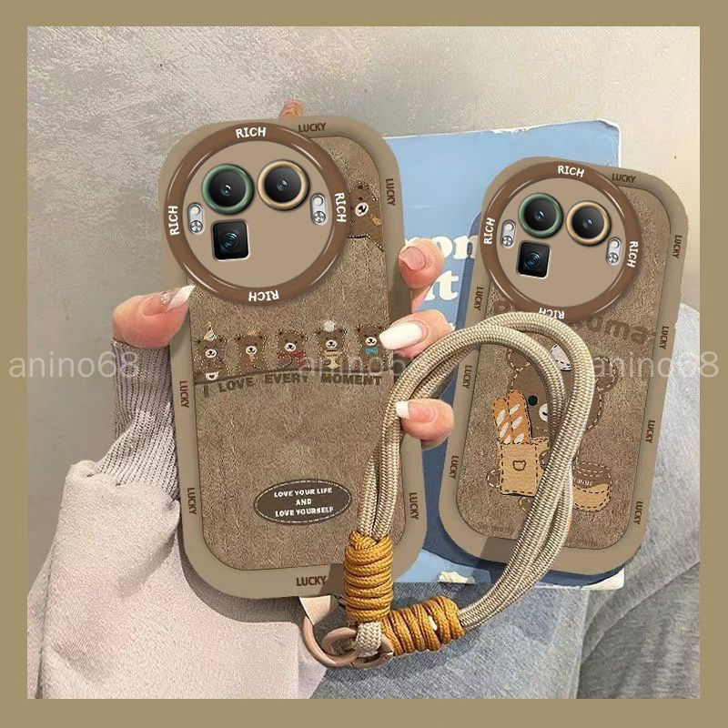 Ốp điện thoại Realme GT8 Pro realme gt8 pro gt7 Vỏ bảo vệ màu cà phê Gấu tiếng Anh Puff Influencer S