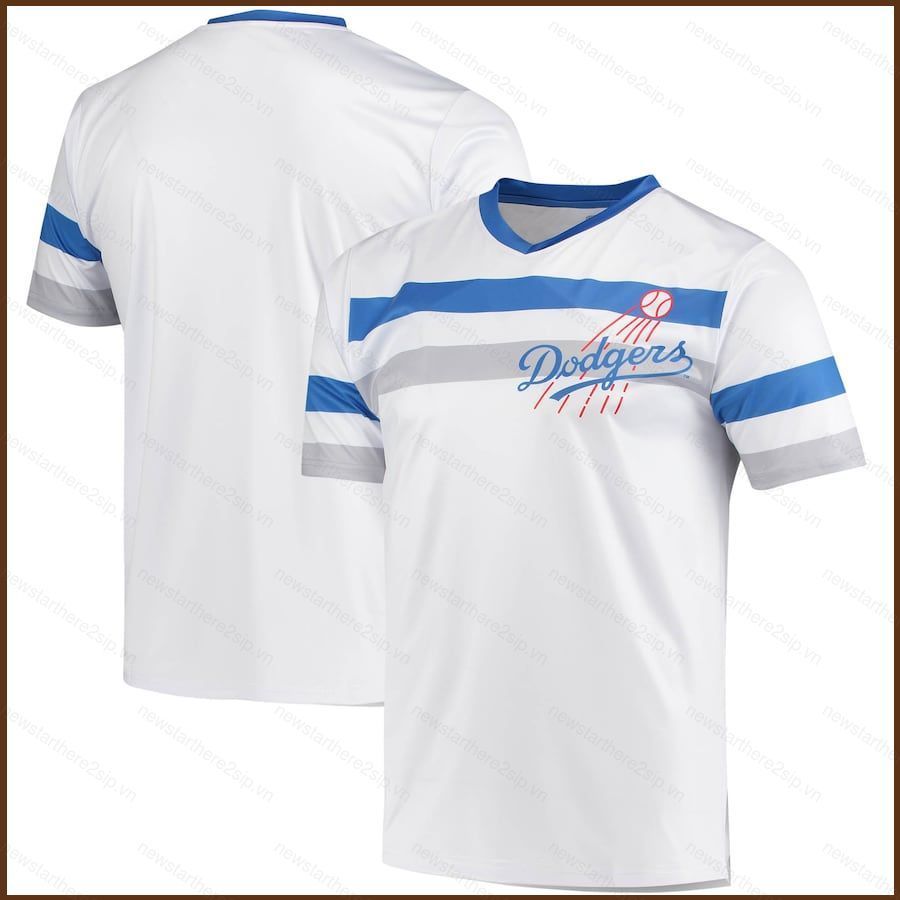 Jersey bóng chày MLB Dodgers màu trắng, plus size