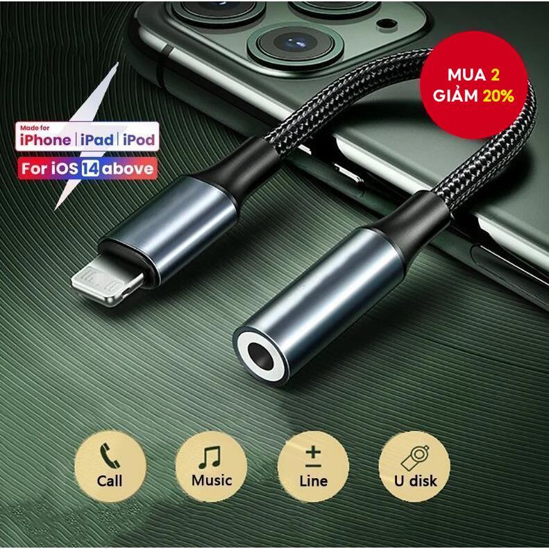 Cáp chuyển đổi giắc cắm 3,5 mm 8 chân Giao diện iOS Bộ chuyển đổi tai nghe cho iPhone 14 13 12 11