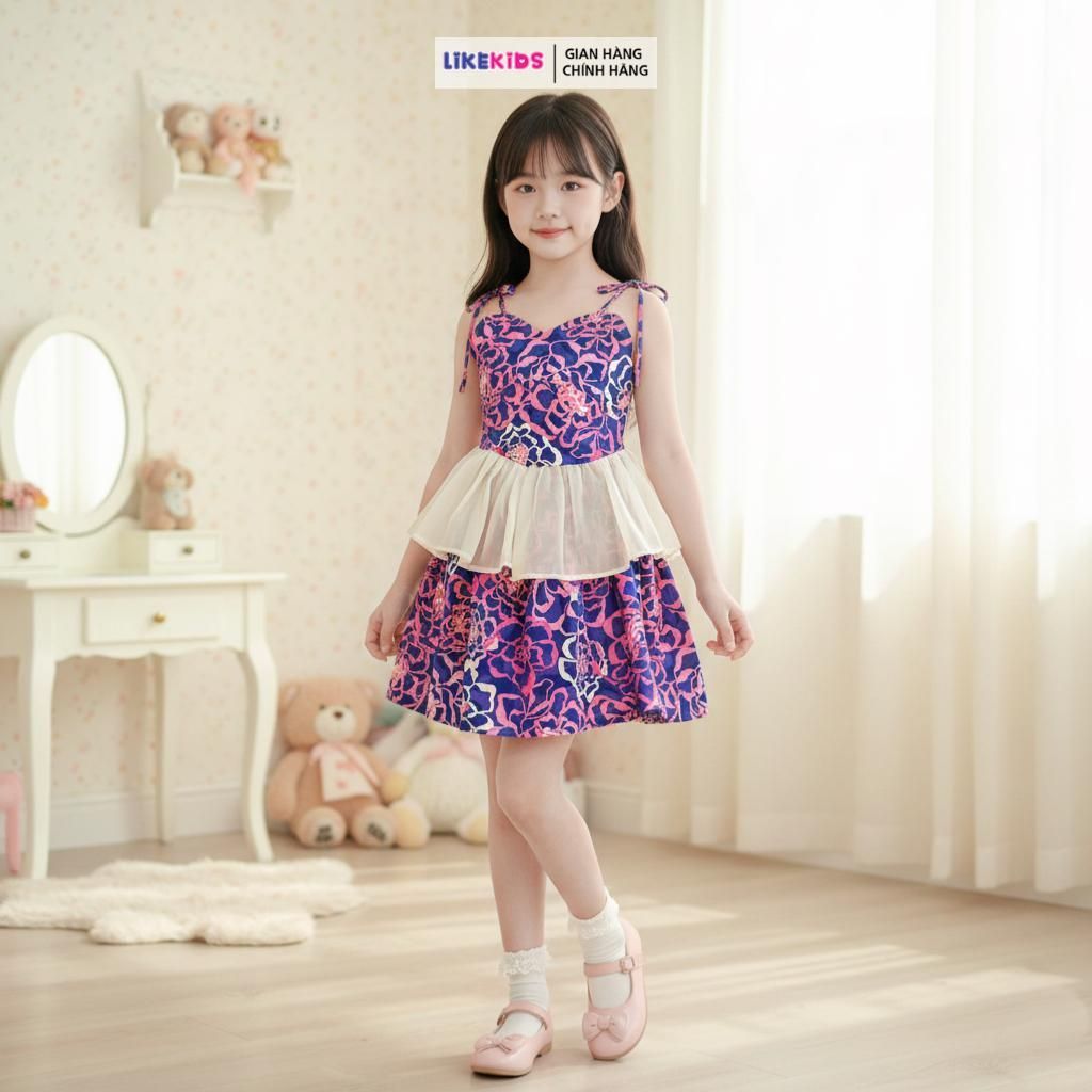 Váy Bé Gái Hai DÂY PHỐI ORANZA E44 - Likekids