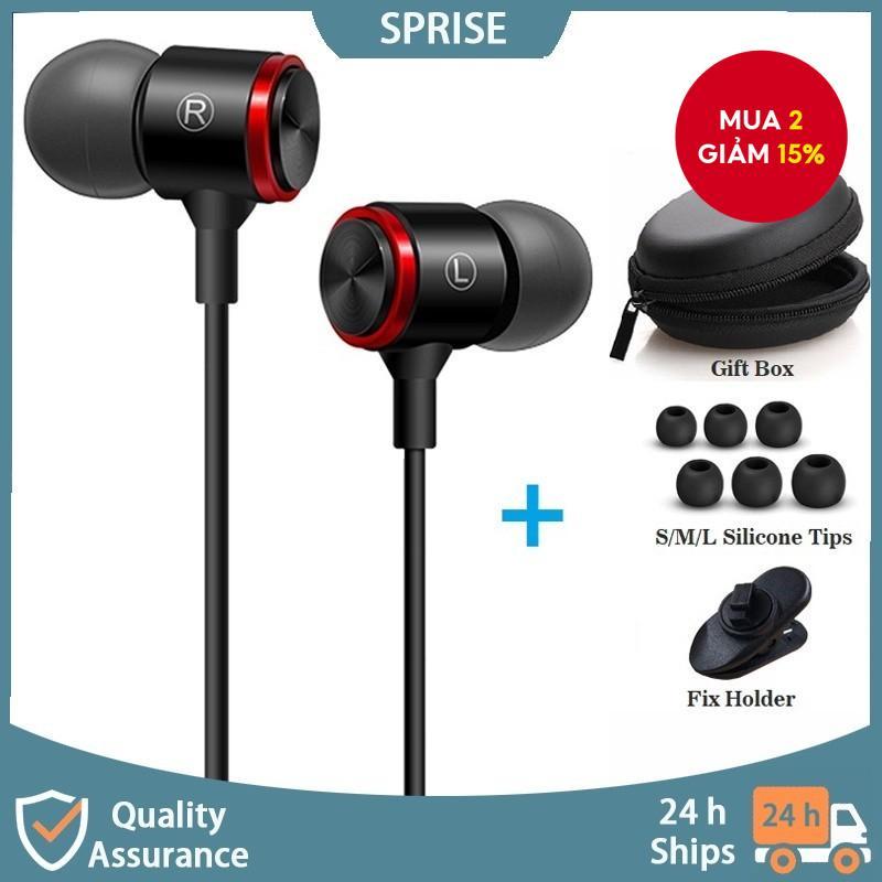 SPRISE E3 Tai nghe có dây 3,5 mm Bass cực nặng Kim loại âm thanh nổi có Mic khử tiếng ồn Tai nghe Tai nghe đa năng