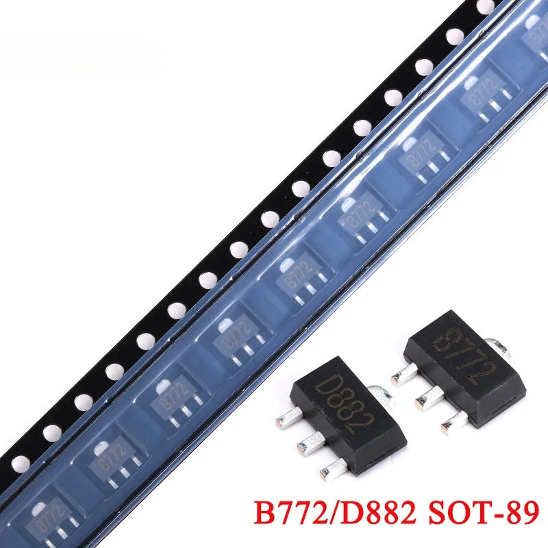 20 Cái / lốc B772 D882 SOT-89 2SD882 2SB772 SOT89 NPN / PNP 30V / -30V 3A SMD Transistor Chip IC