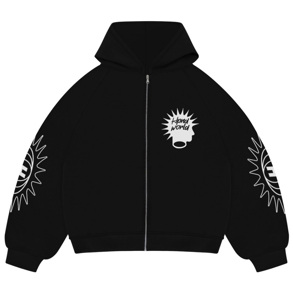 HPND - My Mind Black Boxy hoodie / Boxy Zipper hoodie / Boxy Zipper 280-300gsm FleeceS-5XL