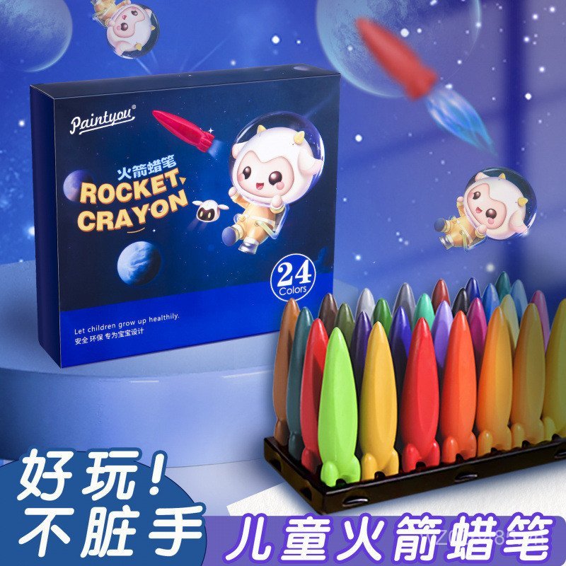Crayons 24 Màu Mô Hình 36 Màu Crayons Trẻ Em Xuyên Biên Giới Sáng Tạo Giặt Không Bẩn Tay Dầu Pastel 