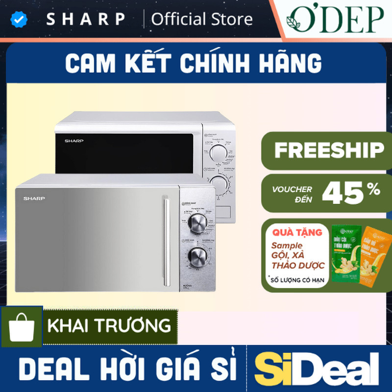 Lò vi sóng có nướng Sharp 20 lít 800W nướng 1000W, Chính hãng rã đông làm chín nhanh R-G222VN-S - SI