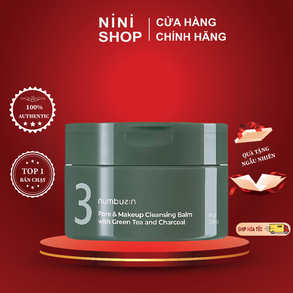 Sáp tẩy trang giảm mụn se lỗ chân lông numbuzin No.3 Pore&Makeup Cleansing Balm with Green Tea and C