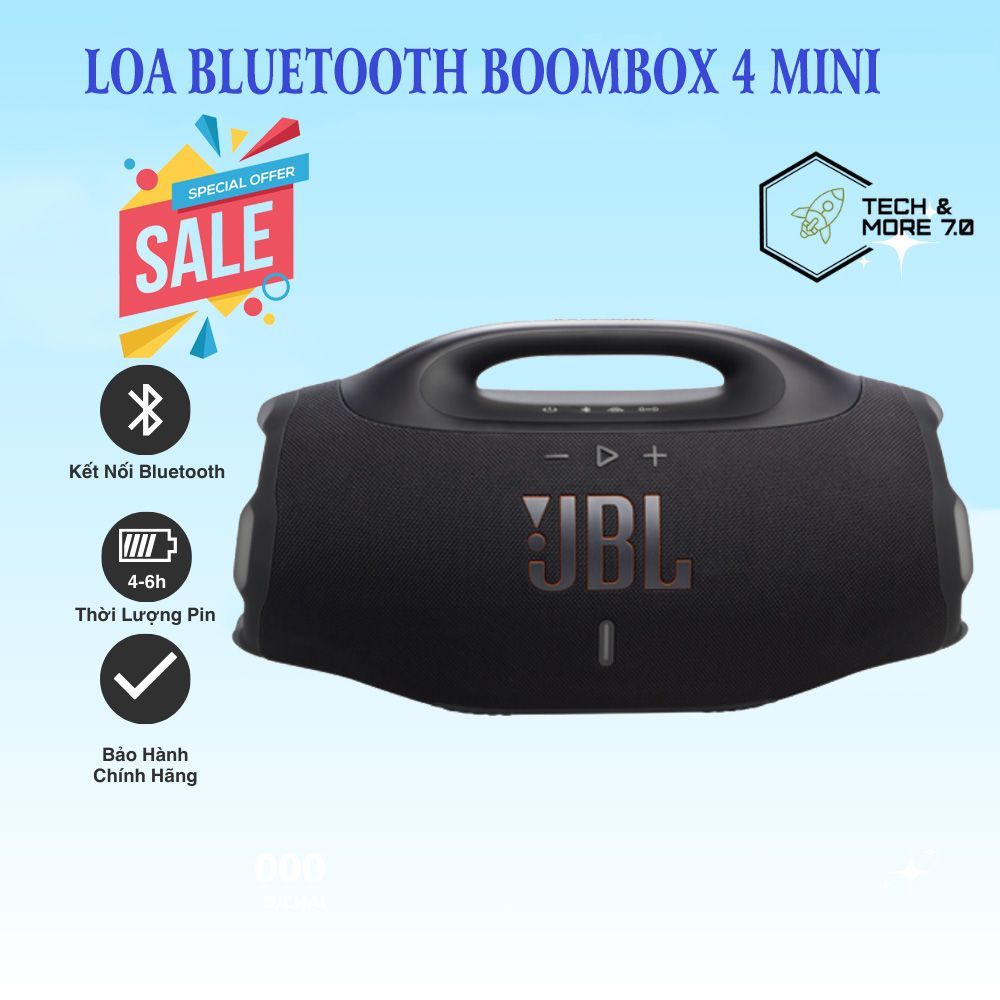 Loa Bluetooth Boombox 4 Mini, Bass Cực Đại, HỖ TRỢ USB/THẺ/AUX, Pin Khủng, Âm Thanh Lớn, BH uy tín.