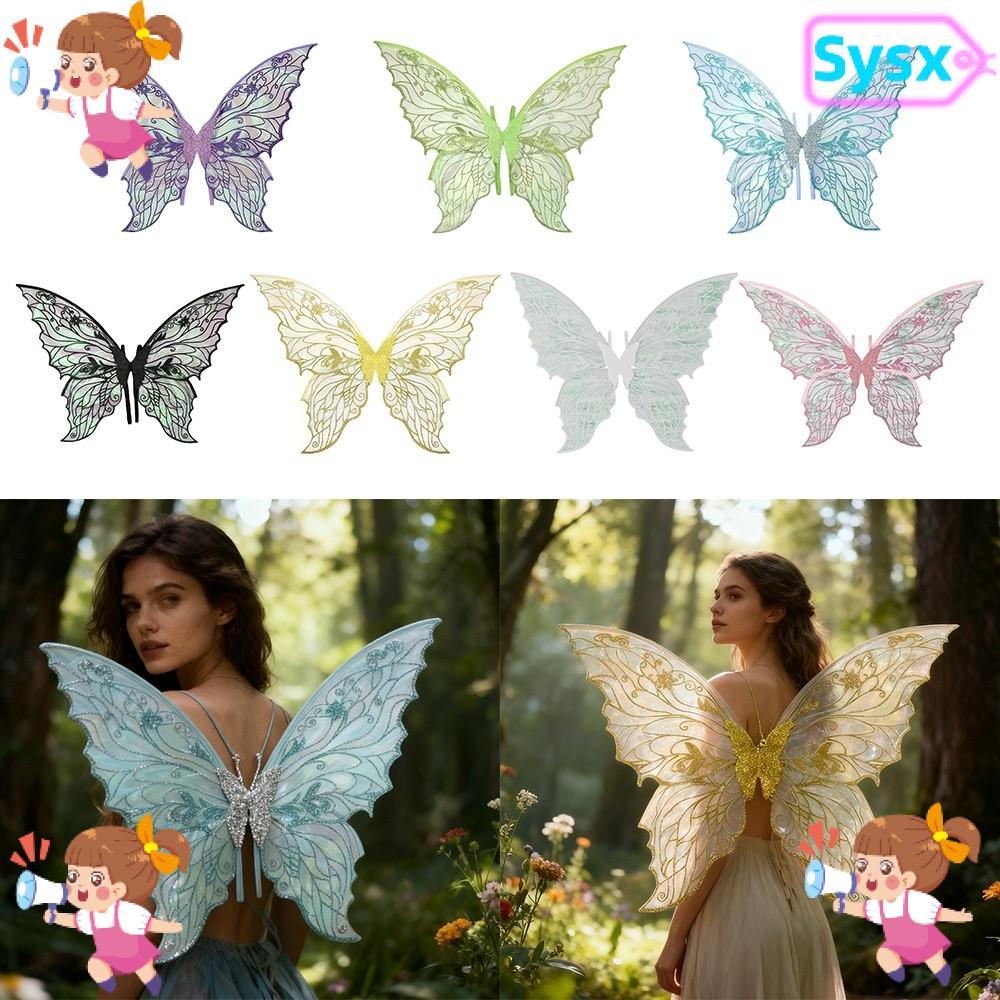 SYSX Fairy Wings, Organza Sparkling Angel Wings, Dress UP Princess Angel Wing Butterfly Wings Đạo cụ