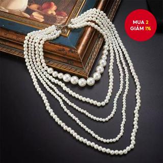 1PC Bộ trang sức vòng cổ ngọc trai nhiều lớp thời trang cho phụ nữ