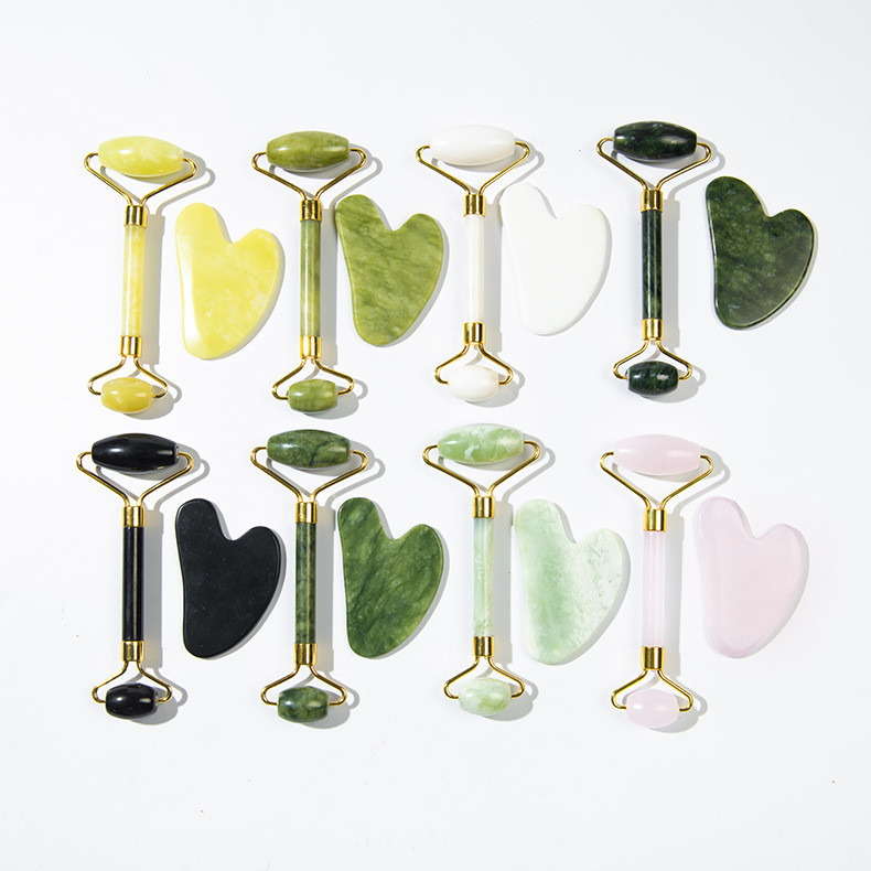 Xiuyu Con Lăn Massage Mặt Beauty Stick Roller Jade Push Facial Eye Jade Roller Massage Set20251117
