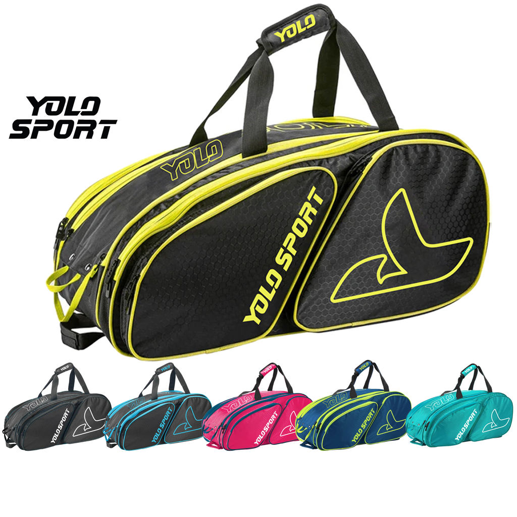 Balo Pickleball YOLO SPORT Elite Đen Vàng Đựng Vợt Tennis Cầu Lông Ngăn Giày Riêng Túi Thể Thao Cỡ L