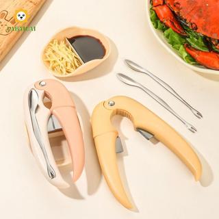LABAICAI 4 Cái / bộ Dụng Cụ Vắt Cua, Có Khay Bộ Dụng Cụ Nứt Cua Chuyên Nghiệp, Bộ Dụng Cụ Ăn Cua Bằng Thép Không Gỉ Tiết Kiệm Nỗ Lực Di Động Ăn Tối