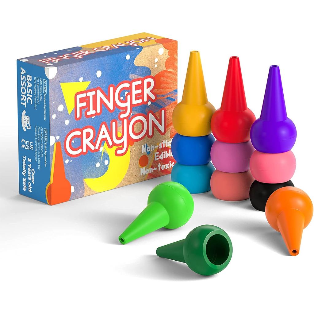 Gibot 12 Màu Crayons Palm Grip Crayons, Gậy Đồ Chơi Xếp Chồng An Toàn Cho Trẻ Em, Trẻ Em, Bé Trai Và