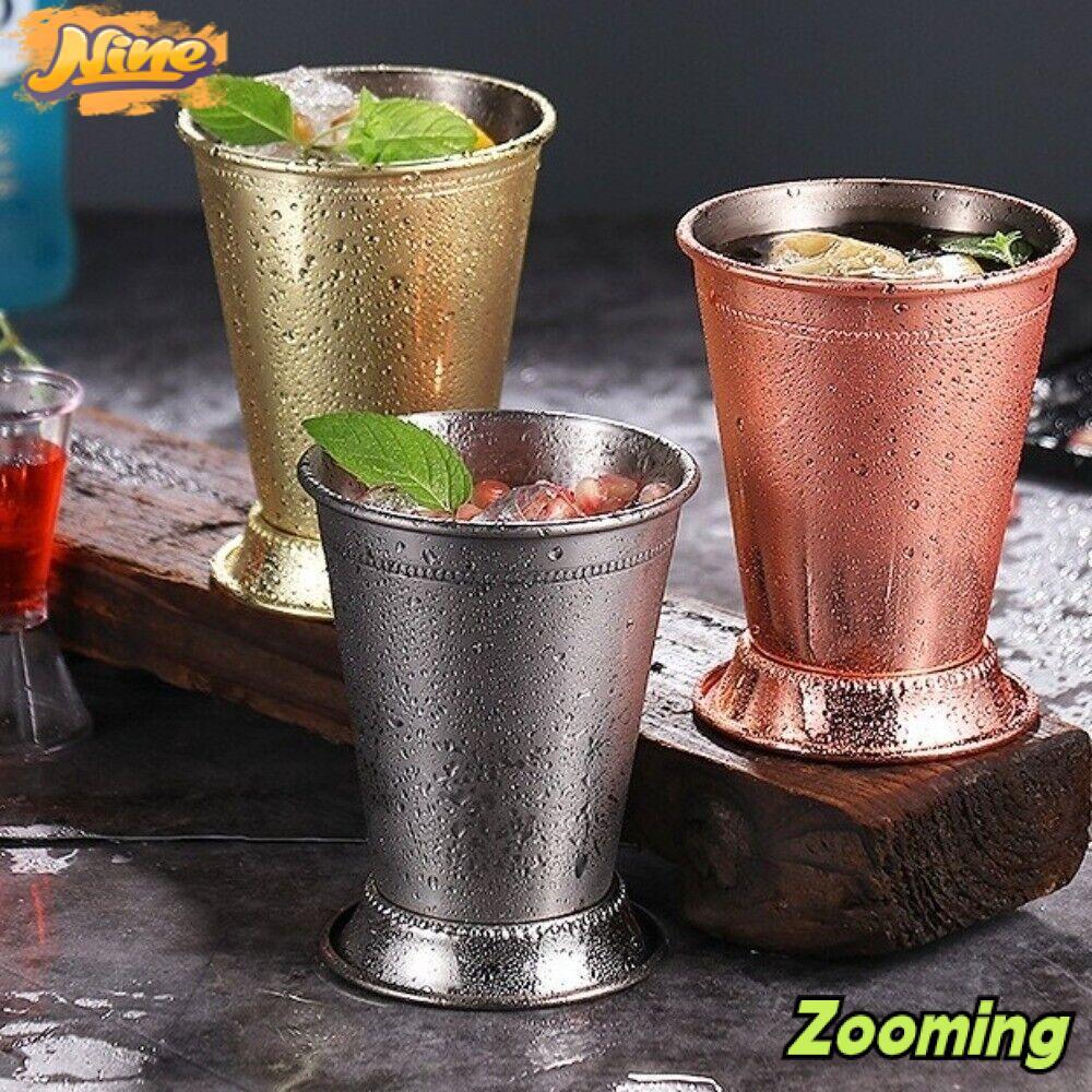 Cốc cocktail ZOOMING, Cốc Julep bạc hà cán bằng thép không gỉ vàng, tiện lợi 350ml bạc Mojito Cockta