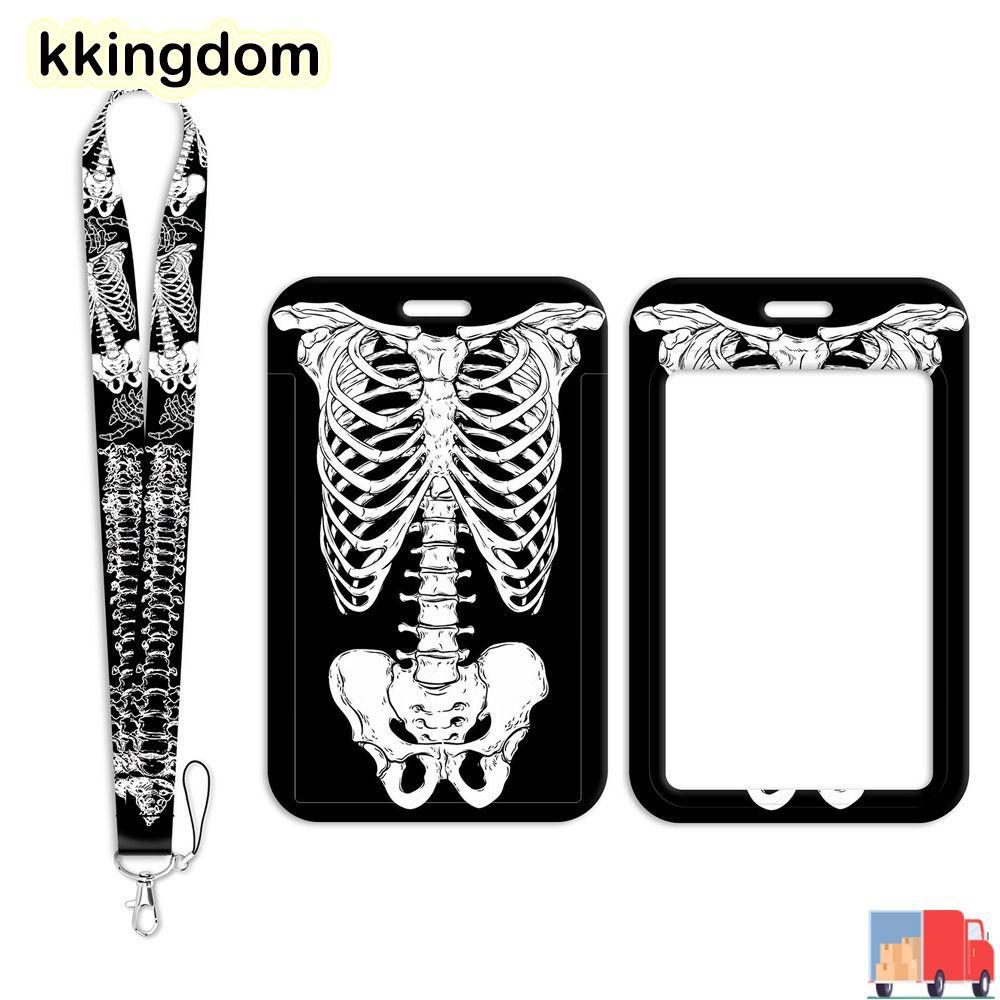 KKINGDOM Skull Credential Holder, Punk Style Skull Design Name Card Cover, Phong cách Gothic Skeleto