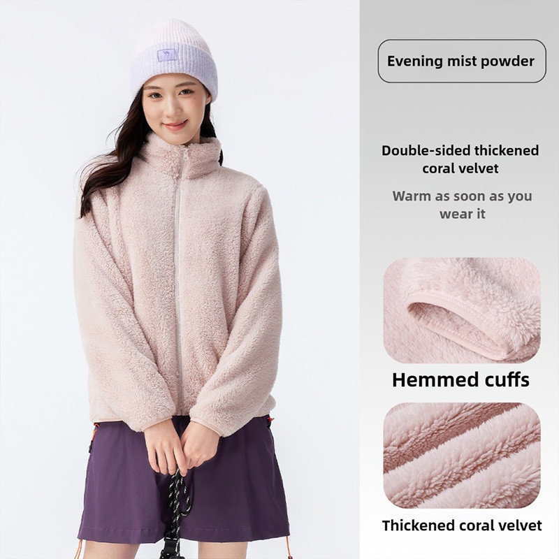 Áo khoác CAMEL CROWN  bằng lông cừu nhung giữ ấm khi đi ra ngoài tay dài mùa thu cho nữ | BigBuy360 - bigbuy360.vn