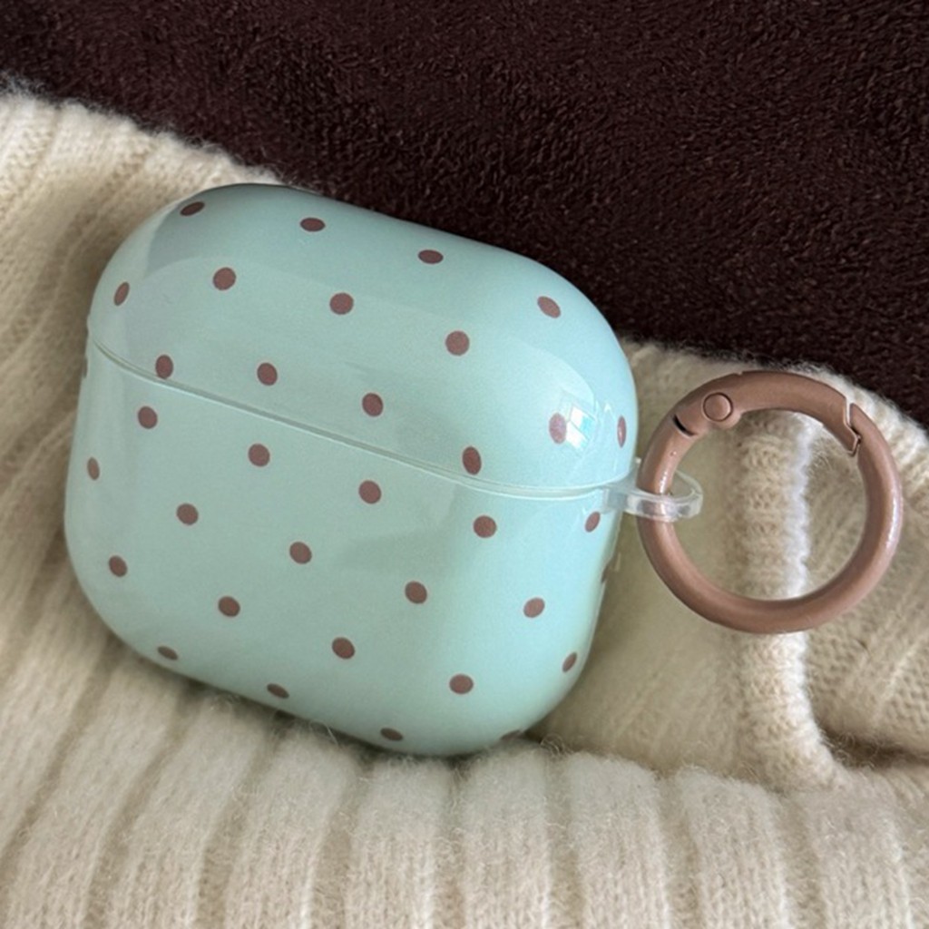 Vỏ Cho Airpods 4 Pro 3 2 1 Màu Nâu Chấm Bi Tươi Bạc Hà Xanh IMD Craft Vỏ Tai Nghe TPU Mềm Chống Sốc Có Khóa Vòng Chống Mất Tai Nghe Bluetooth Vỏ Bảo Vệ