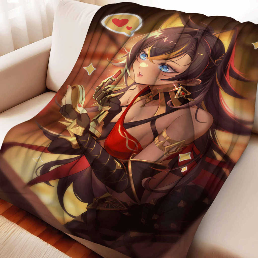 Genshin impact Dehya Chăn Thích Hợp Cho sofa Phòng Khách Văn Phòng Phòng Ngủ Du Lịch Thời Trang Flan