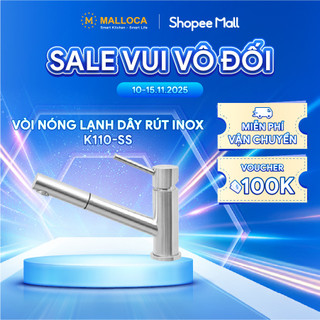 Vòi rửa chén inox 304 dây rút nóng lạnh Malloca K110-SS bảo hành 3 năm