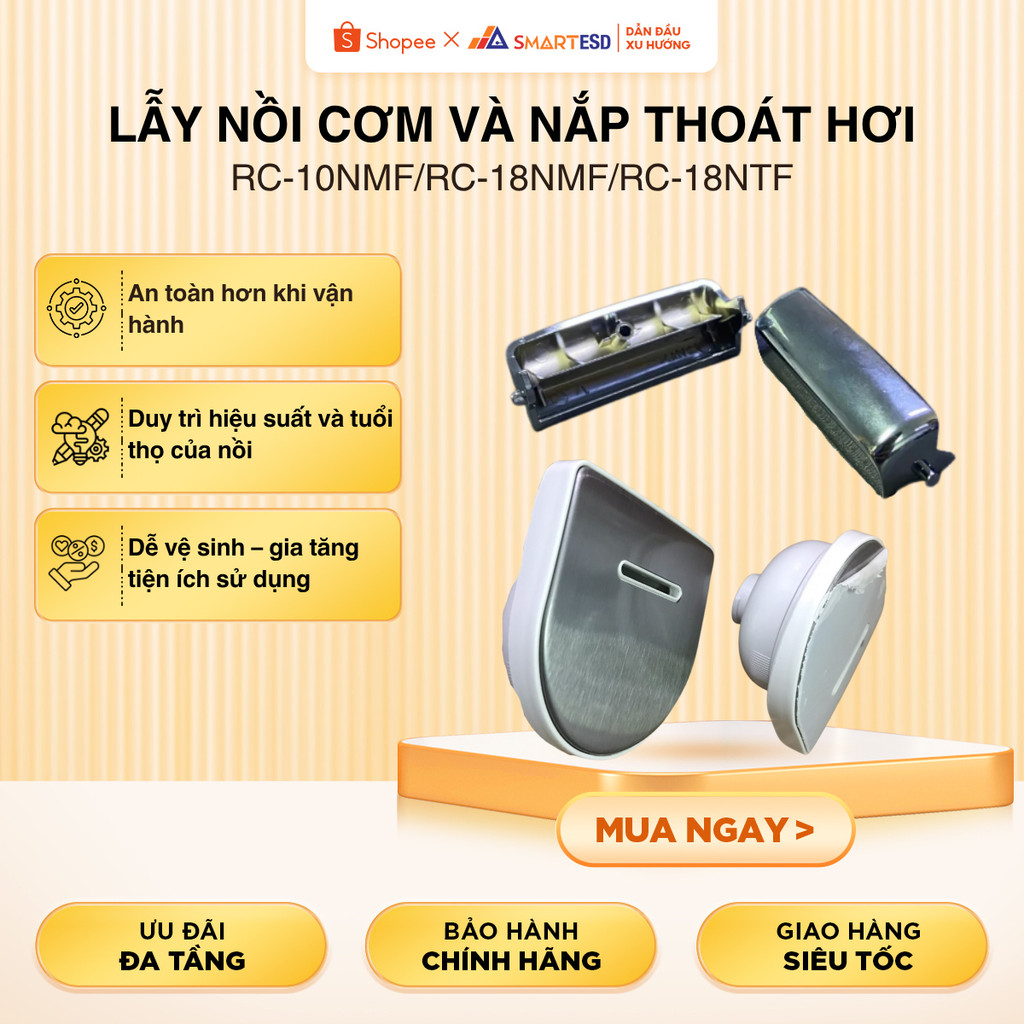 Lẫy nồi cơm điện Toshiba và nắp thoát hơi nồi cơm RC-10NMF/RC-18NMF/RC-18NTF - Hàng chính hãng
