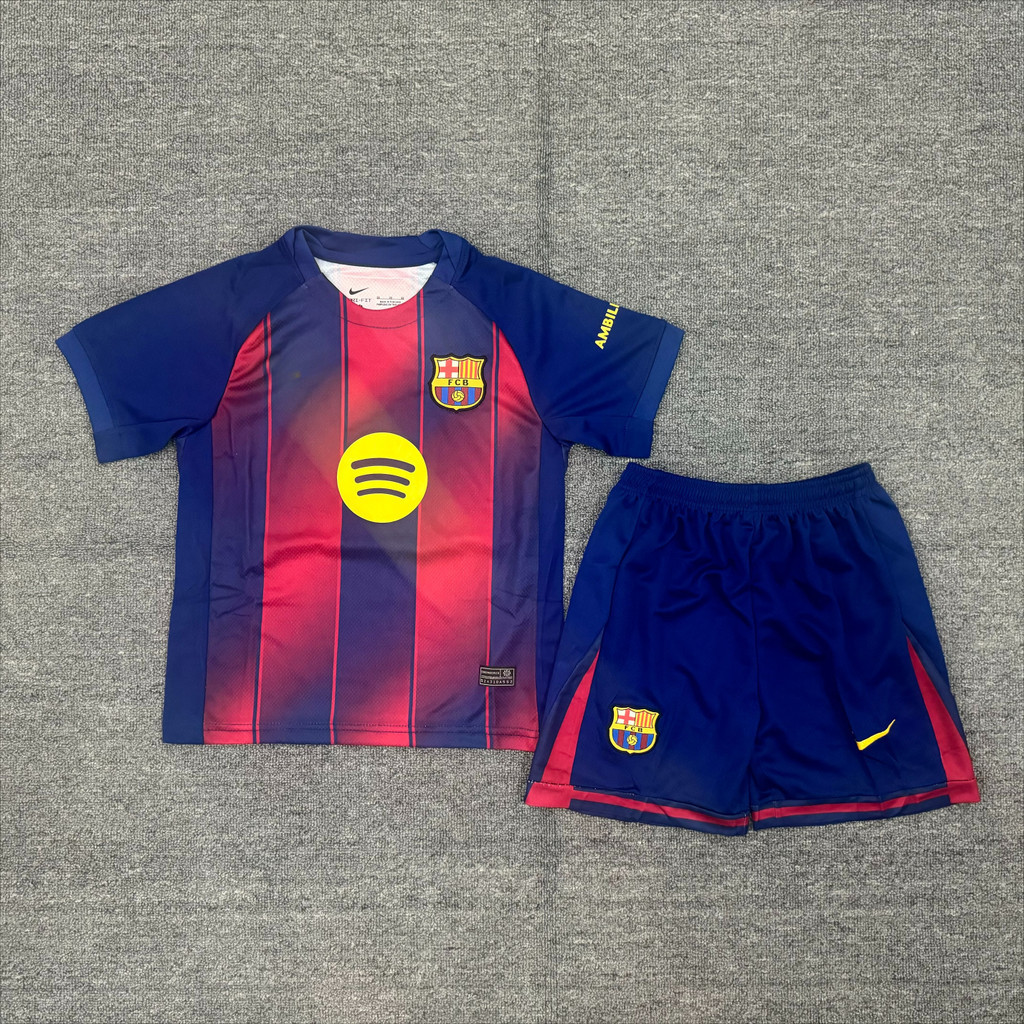 Bộ đồ trẻ em Barca, Jersey cổ động viên, phù hợp cho mùa giải mới