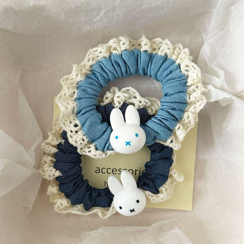 Dây buộc tóc ren viền denim cổ điển cho bé gái hoạt hình Phụ kiện tóc Dây buộc tóc dễ thương | BigBuy360 - bigbuy360.vn