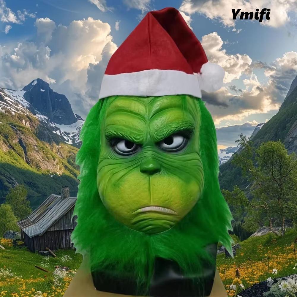 YMIFI Grinch, Cao Su Lông Xanh Freak Grinch Mũ Đội Đầu, Anime Hóa Trang Grinch Masque Cosplay Đạo Cụ
