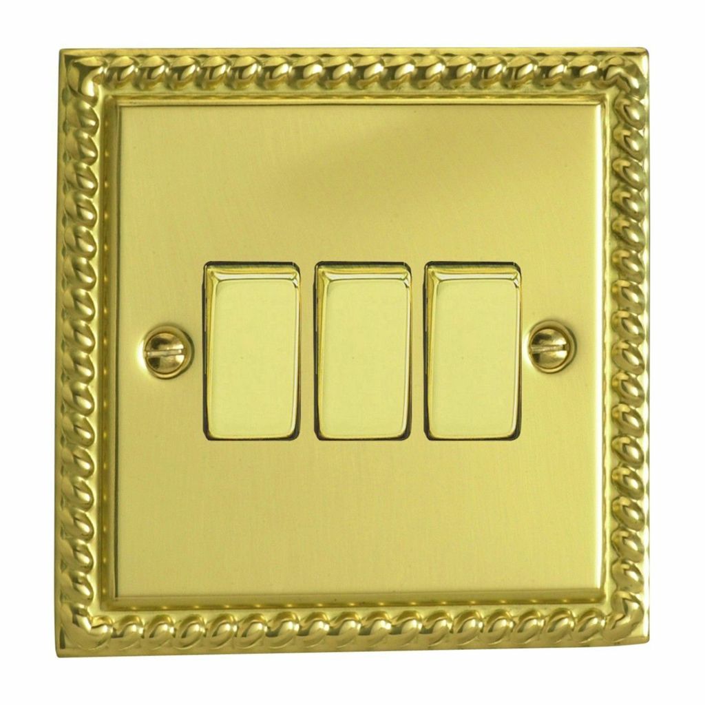❈ ❈ ❈ ❈ ❈ ❈ ❈ ❈ ❈ ❈ ❈ ❈ 3 GANG 1 CHIỀU CÔNG TẮC GEORGIAN BRASS