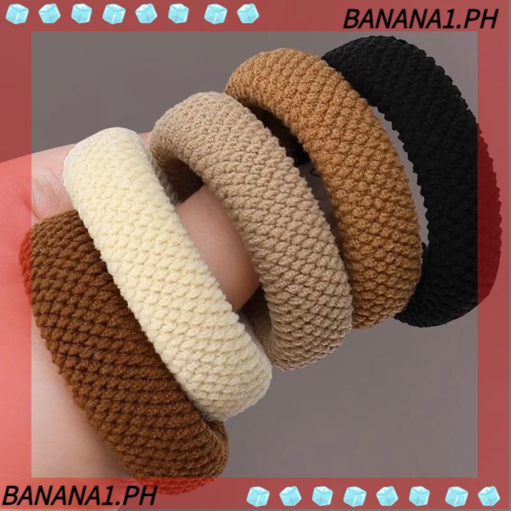 BANANA 5 / 10 Dây Buộc Tóc, Dây Buộc Tóc Trang Trí Độ Đàn Hồi Cao, Dây Buộc Tóc Màu Dày Đa Năng Cho 