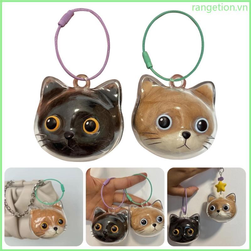 RAN Artistic Cats Head Shape Furs Collection Display Case Mặt dây chuyền Trang trí nội thất