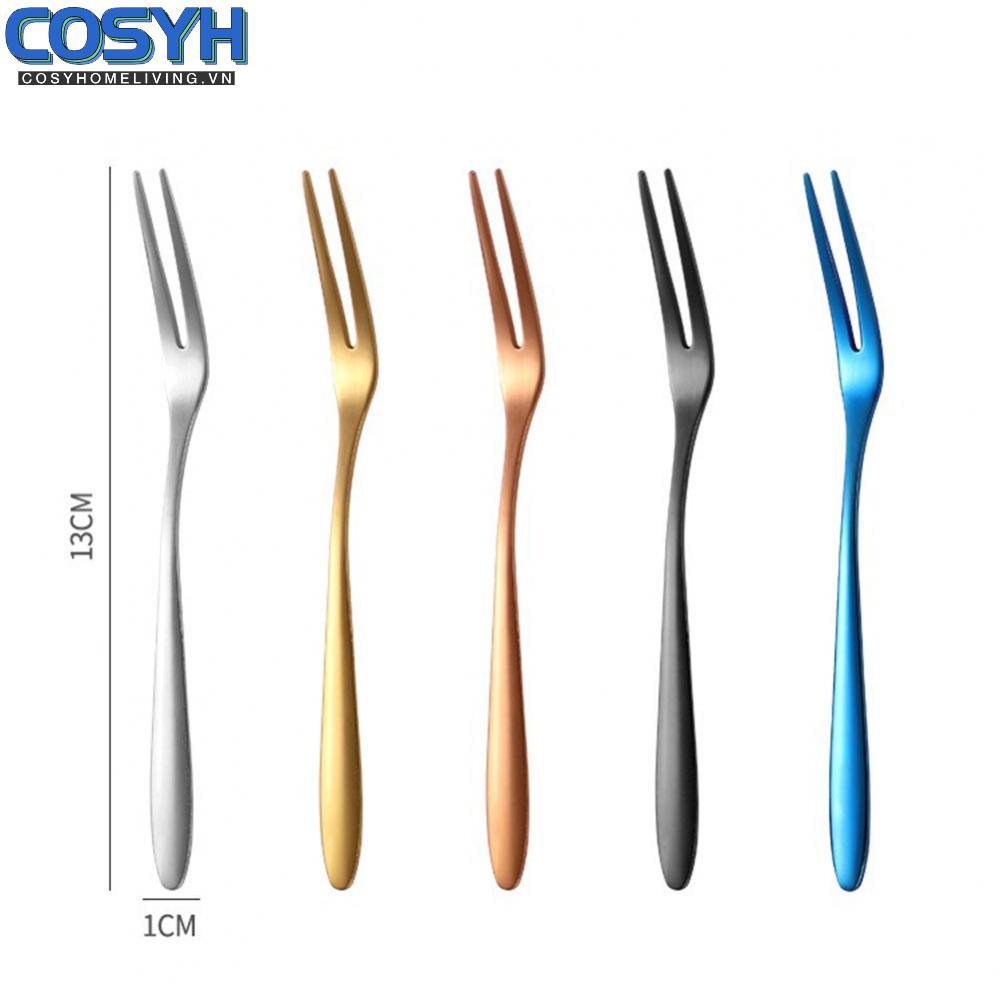 <cosyh>Chic Stainless Steel Fruit Forks Cake Desserts Sushi Snack Sticks 6PCS