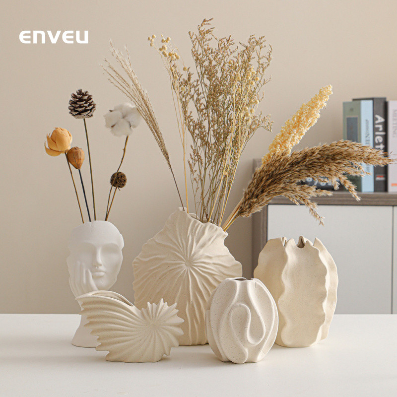 Mờ Trắng Thời Trang Không Đốt Hiện Đại Tối Giản Bình Gốm Sáng Tạo Hoa Hộp Đựng Phòng Khách Trang Trí Mềm Mại Bắc Âu Trang Trí