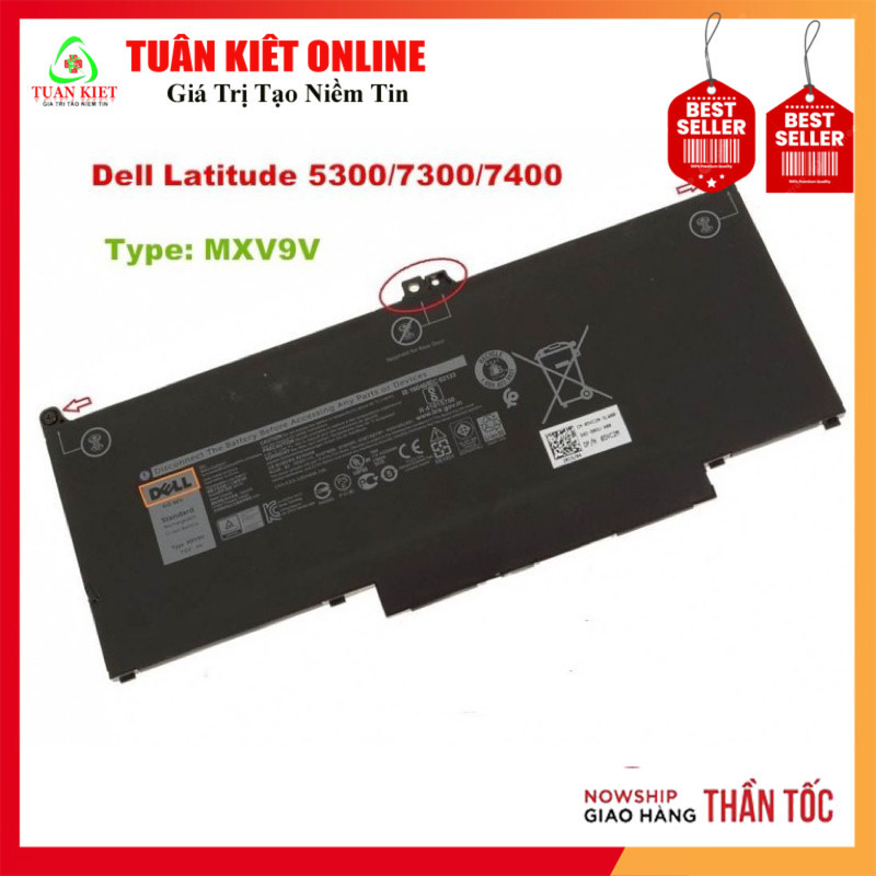 Pin Battery Laptop Dell Latitude 5300 7300 7400 MXV9V 5VC2M 60Wh