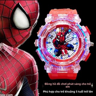 Đồng hồ trẻ em 2026 – Đồng hồ phát sáng hình Spider-Man cho bé trai, kiểu hoạt hình dễ thương