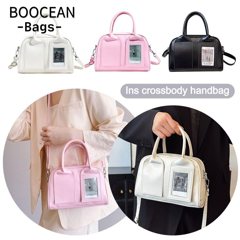 Túi đeo vai BOOCEAN, Túi xách nữ dung tích lớn màu hồng, Túi Tote da PU