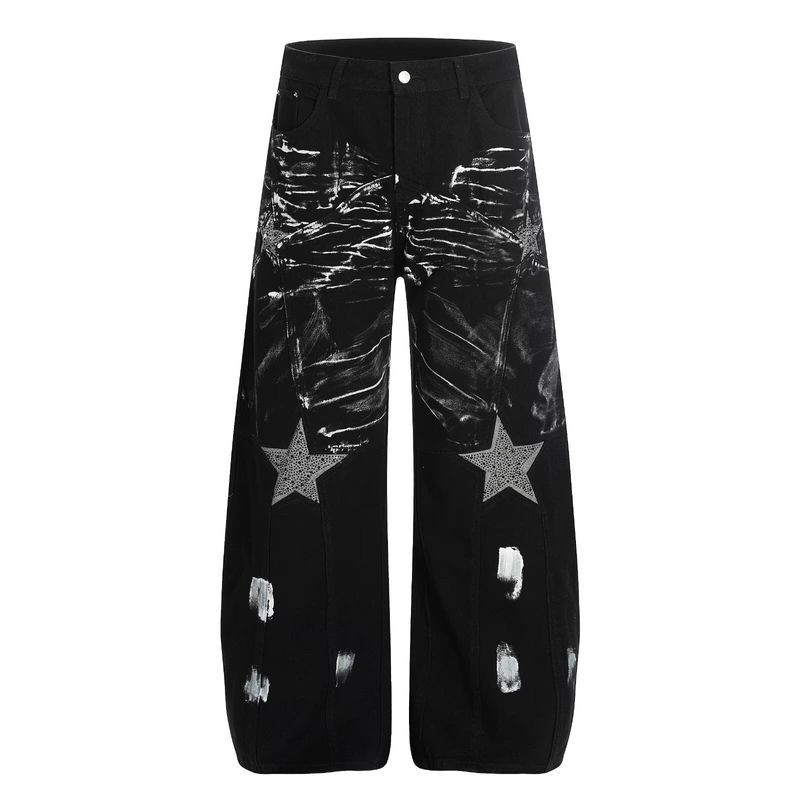 Quần Jean Chân Thẳng Graffiti Ngôi Sao - Phong Cách Trail Echo