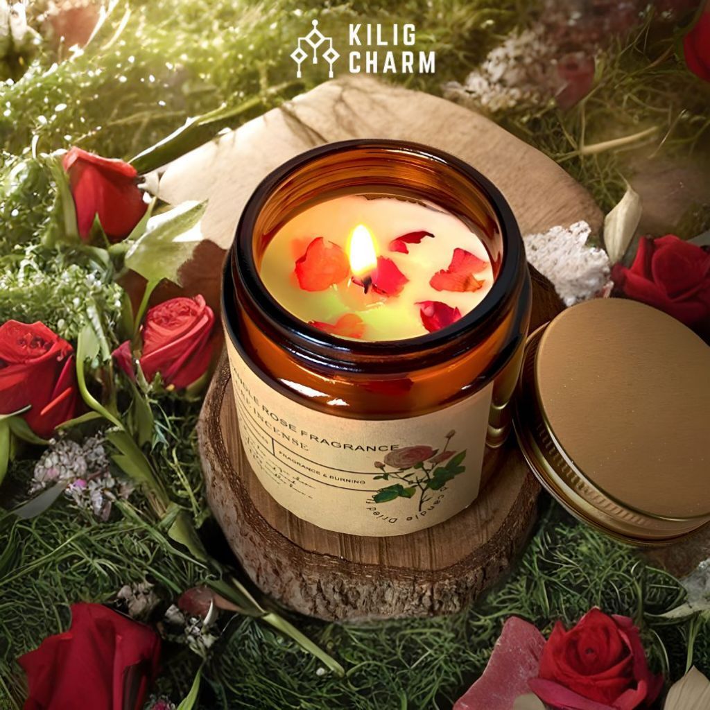 Nến Thơm Kilig Candle hoa thật 6 mùi hương thiên nhiên sáp đậu nành an toàn cho sức khoẻ - KILIG CHA