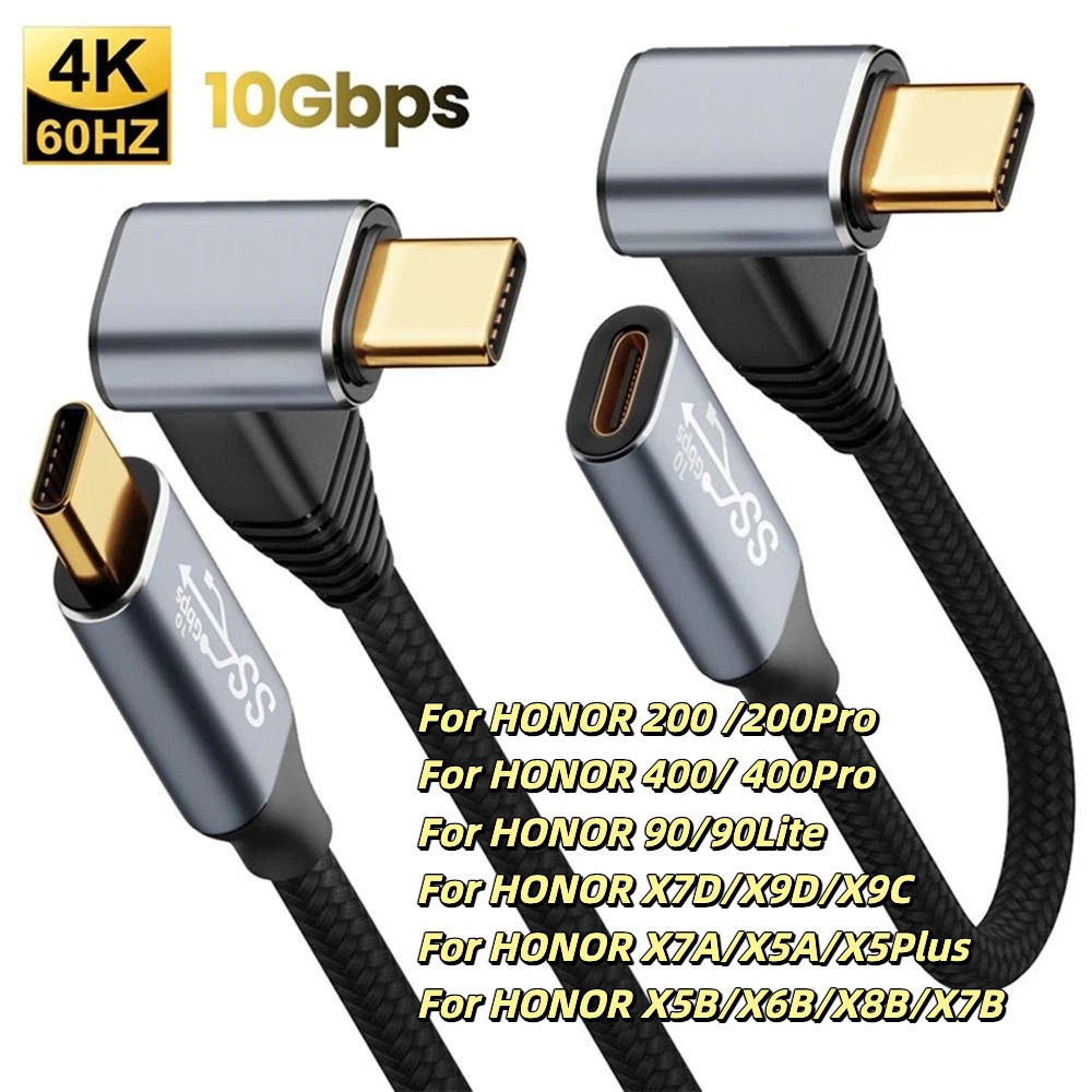 LKY6 USB3.1 Gen2 Type-C Khuỷu tay 10Gbps 4K @ 60Hz Cáp PD 100W 5A Dây sạc nhanh cho sàn hơi nước Ocu