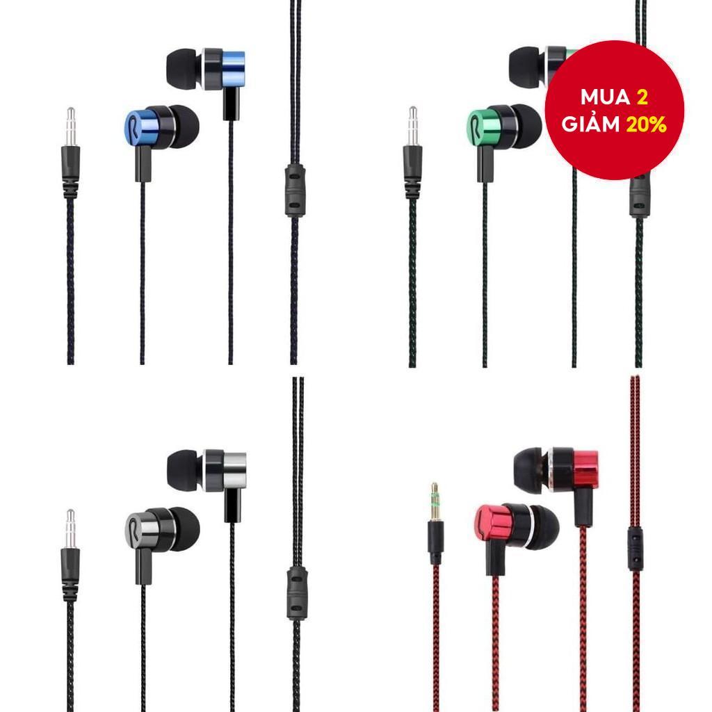 Tai nghe nhét tai MP3 / MP4 thời trang MỚI có dây bện họa tiết âm trầm nặng và tai nghe cáp cắm trực tiếp 3,5 mm