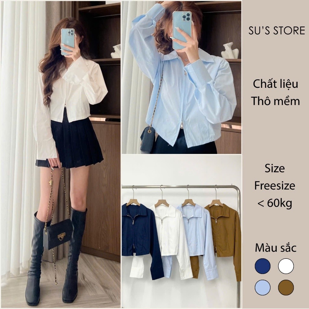 Áo Sơ Mi Nữ Khóa Dọc Hai Chiều Li Eo Susstore A2993 Thời Trang Nữ
