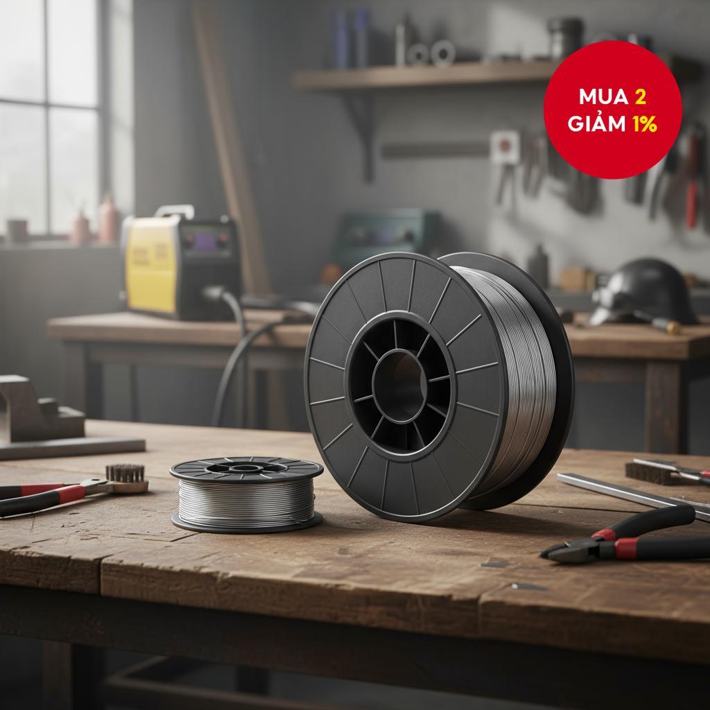 E71T-GS là dây hàn MIG không dùng khí 1kg lõi thuốc dùng để hàn thép không gỉ tự bảo vệ.