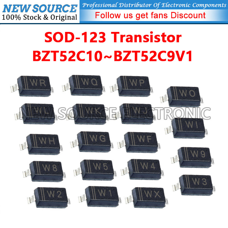 [50-200 chiếc] WF WG WH WI WJ WK W1 W4 W5 W7 WA WB SOD-123 Transistor SMD BZT52C BZT52C9V1 BZT52C10 