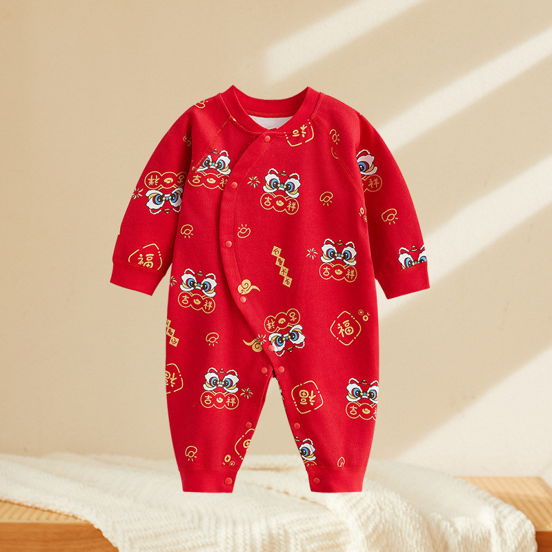 New New Year Clothes Baby Festive Jumpsuit Pure Cotton New Year Inner Wear Cute Clothes VQyj