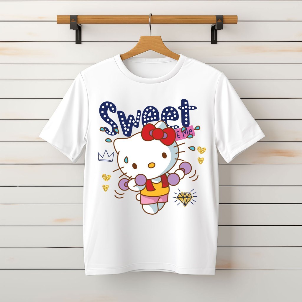 Áo phông, Áo Thun Áo Cộc unisex Nam Nữ, Hello Kitty 76 - Form Xuông [Vietnam FC]