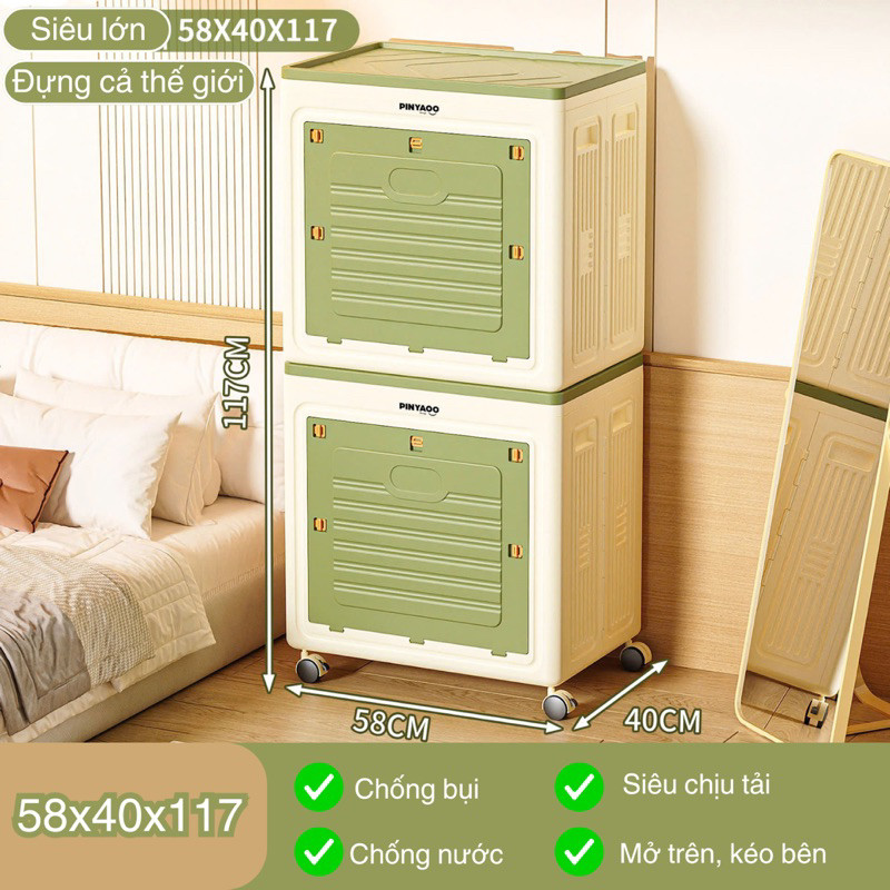 [ Hàng mới ]Hộp Đựng Đồ Đa Năng Gấp Gọn Cao Cấp Nhập Khẩu Vando, Thùng Đựng Quần Áo Có Nắp Đậy Thông