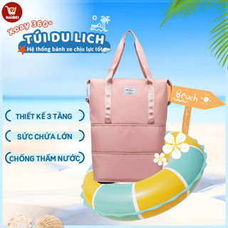  Túi du lịch gấp gọn 3 lớp có bánh xe túi đựng đồ chống thấm nước dung tích lớn. 