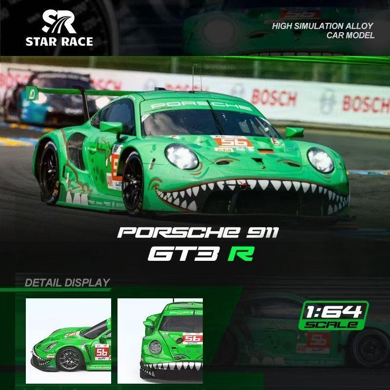 STAR RACE-SR 1/64 Porsche 911 GT3 R Dinosaur Mô Hình Xe Mô Phỏng Quy Mô Nhỏ Hợp Kim Xe Ô Tô Mô Hình 
