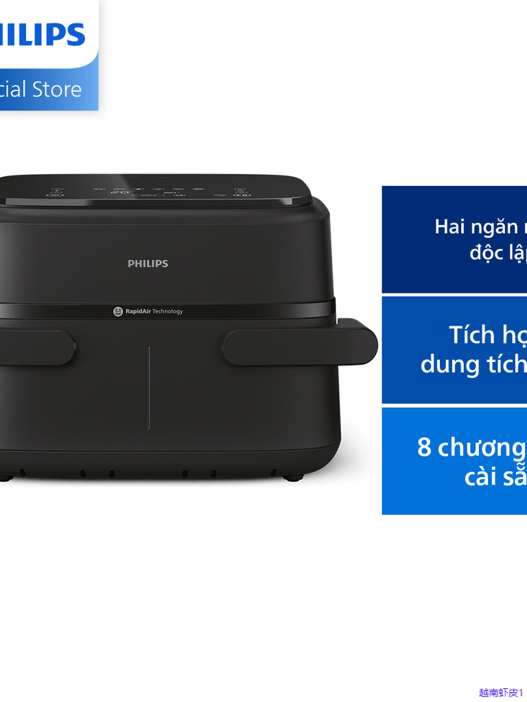 [SALE THƯƠNG HIỆU DUY NHẤT 18.11] Nồi Chiên Không Dầu Philips 2 ngăn NA150/00 - 7L - Hàng Chính Hãn